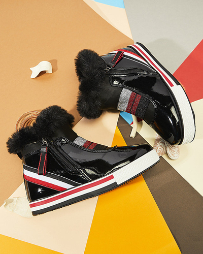 OUTLET Черные женские спортивные сапоги со скрытым каблуком и мехом Gomiu- Footwear