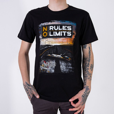 Juodi medvilniniai vyriški marškinėliai su įspaudu-Drabužiai