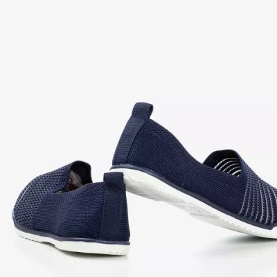 Granatowe tenisówki slip - on w paski Yeqa - Obuwie