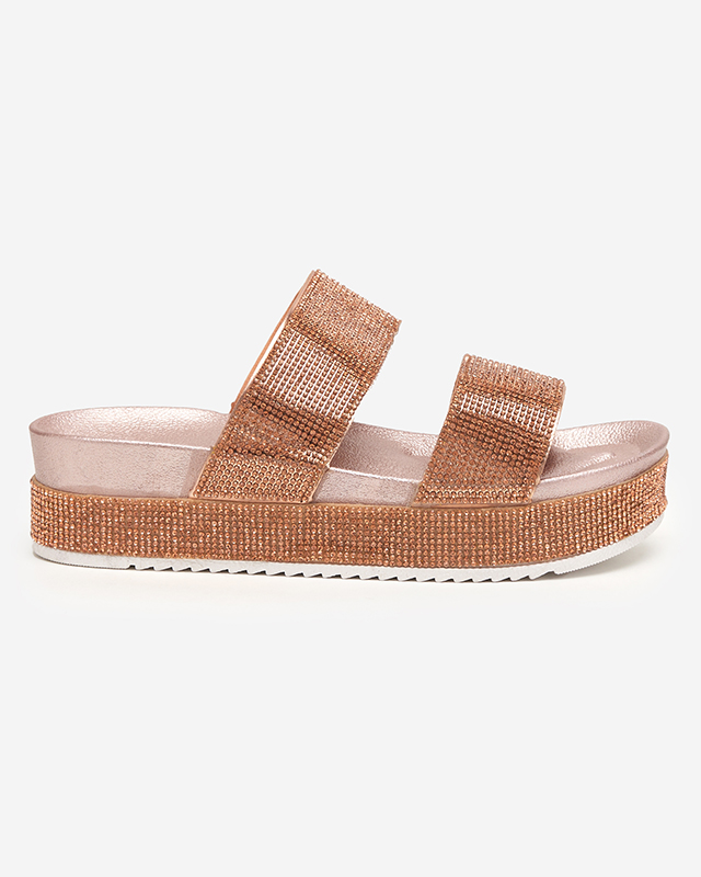 Розовые женские шлепанцы с фианитами Slisera.