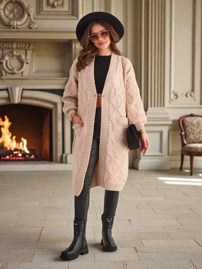 Karališkosios mados Megztas moteriškas pončo megztinis