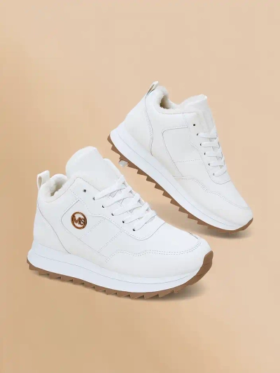 Royalfashion Alba Утепленные Женские Кроссовки Белая Экокожа на Платформе