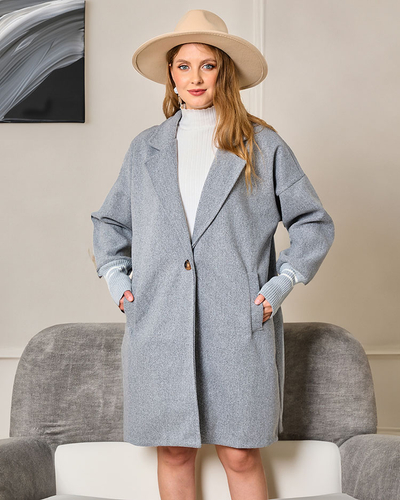Royalfashion Женское пальто-жакет длиной до колена серого цвета