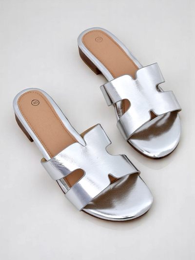 Royalfashion Женские шлепанцы на плоской подошве SilverEase