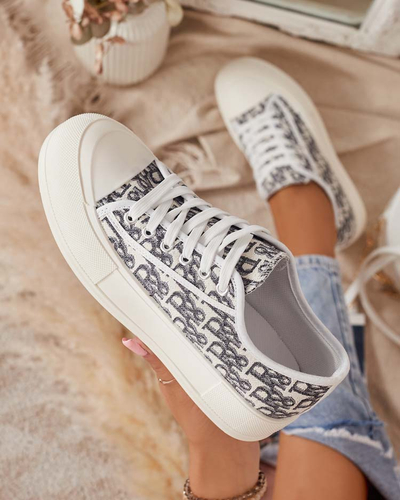 Узорчатые женские кеды на платформе белого цвета Berika - Обувь