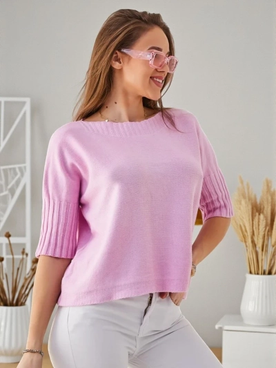 Royalfashion Женский вискозный свитер с короткими рукавами