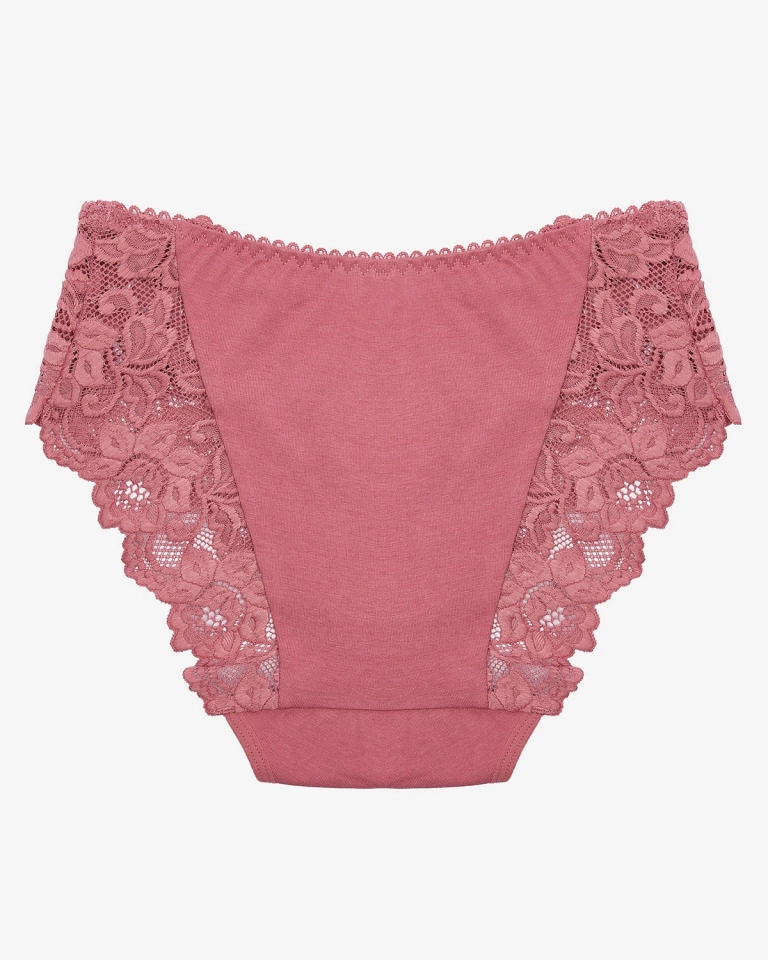 Темно-розовые женские трусики с кружевом - Нижнее белье