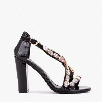 Черные женские босоножки на шпильке с форсунками Luvell - Обувь