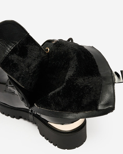 "Royalfashion" Juodi lakuoti moteriški batai "Bagger" Simbeba