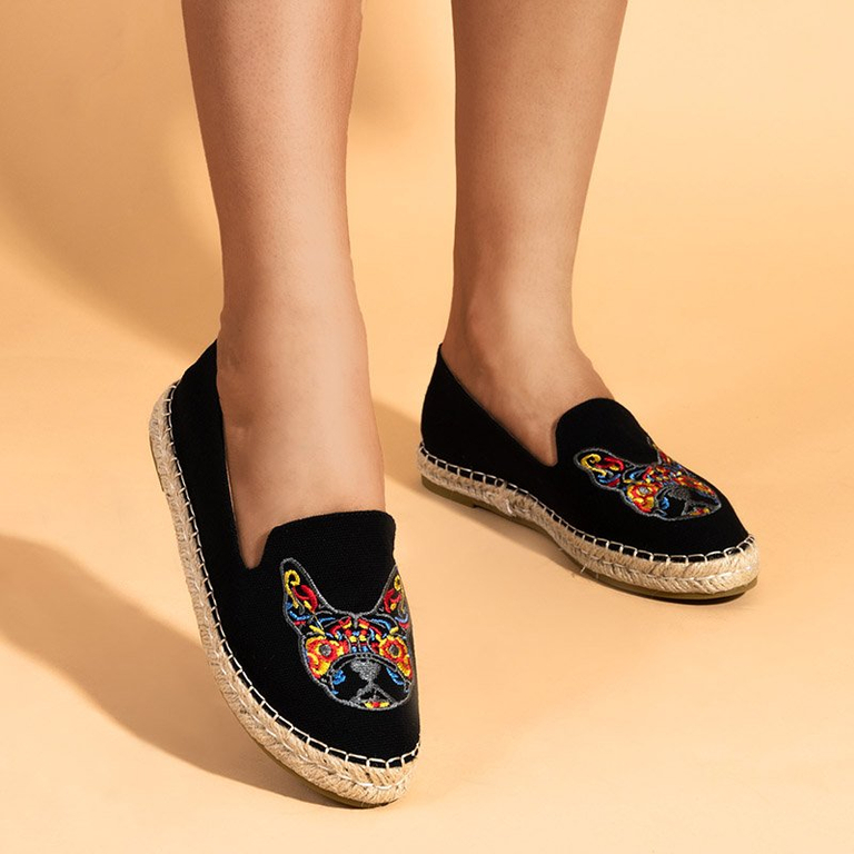 Juodos moteriškos espadrilės su Moroni siuvinėjimu - Batai