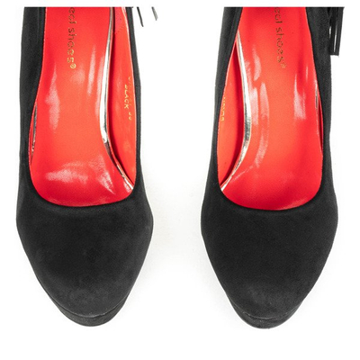 Черные туфли на каблуке с бахромой Seletanore