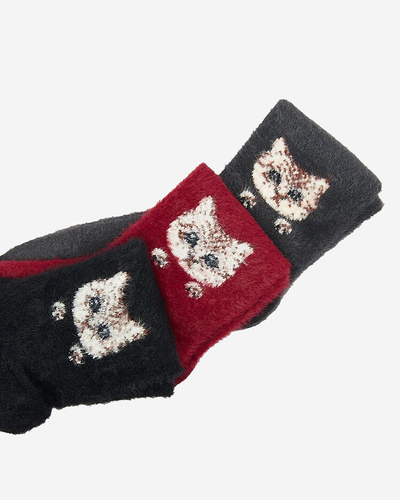 Royalfashion Женские длинные носки с котятами 3/упак