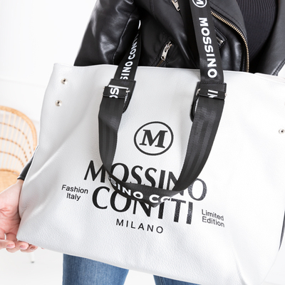 Didelė sidabrinė moteriška rankinė su užrašais - Rankinės