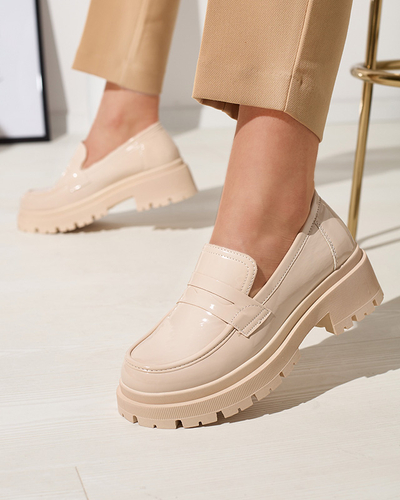 Бежевые лакированные мокасины для женщин Noppel Footwear