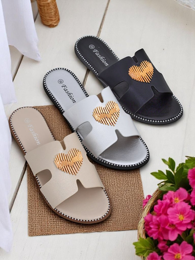 Royalfashion Женские шлепанцы на плоской подошве Heart Chic