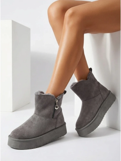 Moteriški aulinukai „Luna“ pilki, pagaminti iš ekologiškos odos, elegantiški žiemai