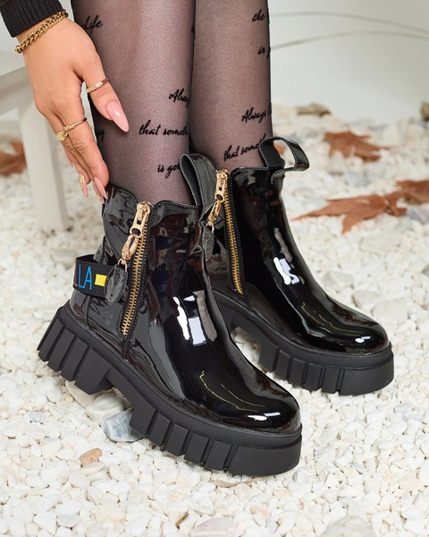 Royalfashion Moteriški juodi lakuotos odos batai Poirop