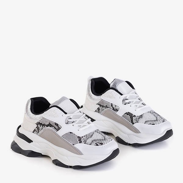 Женские белые спортивные туфли с тиснением под змеиную кожу Феликс - Обувь