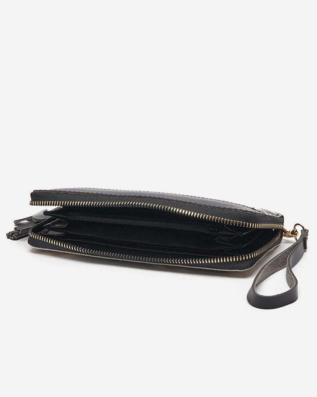 Didelė juodos ir smėlio spalvos languota piniginė moterims - Priedai