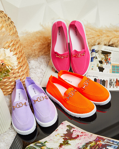 Royalfashion Женские тканевые мокасины с золотым украшением Erticae