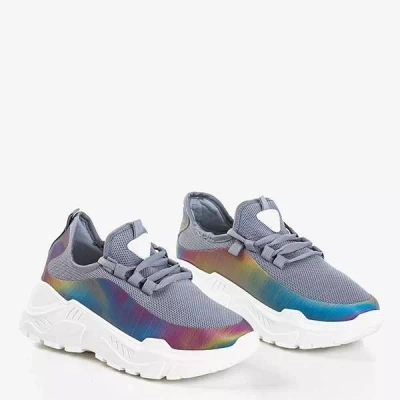 OUTLET Женские кроссовки серого цвета с разноцветной вставкой Isis - Обувь