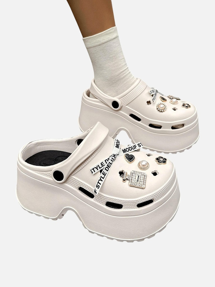 Royalfashion moterų guminių šlepečių su dekoracijomis Dellos