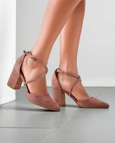 Royalfashion moteriški ekologiški zomšiniai bateliai su dirželiais Eurole