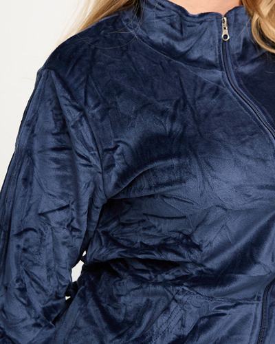 Moterų tamsiai mėlynos spalvos izoliuotų sportinių kelnių komplektas su dryžiais - Drabužiai