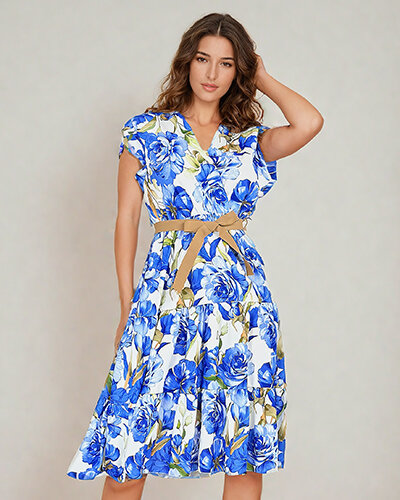 Royalfashion Moteriška midiw gėlėta suknelė