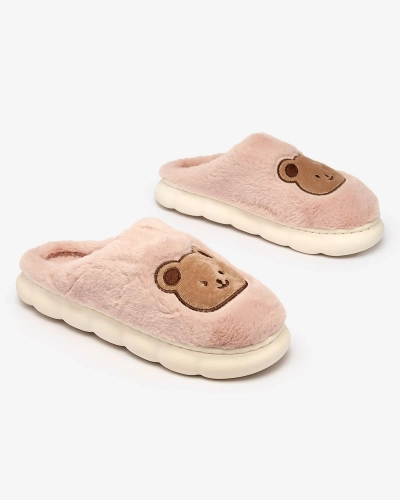 Royalfashion Фиолетовые женские меховые тапочки с мишкой Hettres