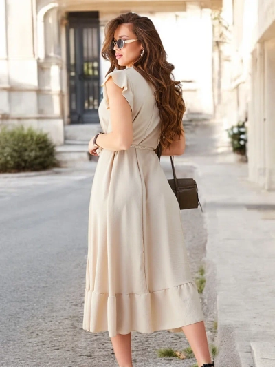 Женское миди-платье Royalfashion с рюшами и короткими рукавами