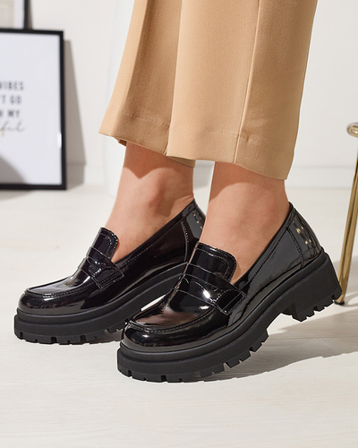 Juodi lakuoti mokasinai moterims Noppel Footwear