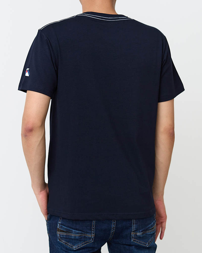 Tamsiai mėlyni vyriški marškinėliai su raštu - Drabužiai