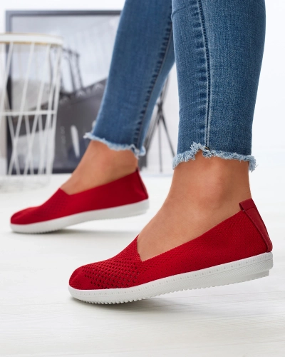 Ажурные красные тканевые кроссовки Sadola - Обувь