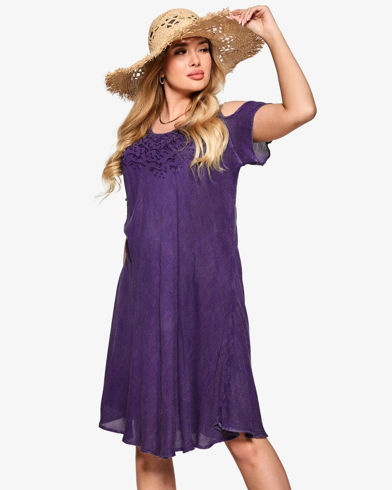 Фиолетовое женское пляжное платье-покрывало - Одежда