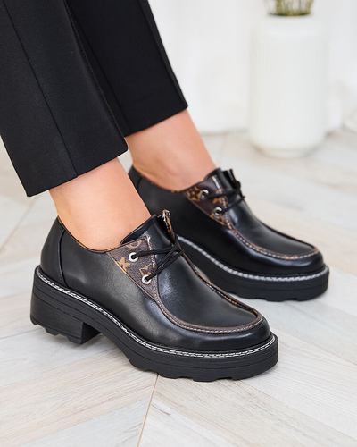 "Royalfashion" Juodi moteriški pusbačiai tvirtu padu "Dobbin"