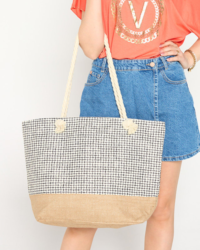 Kreminis šiaudinis paplūdimio krepšys moterims - Priedai