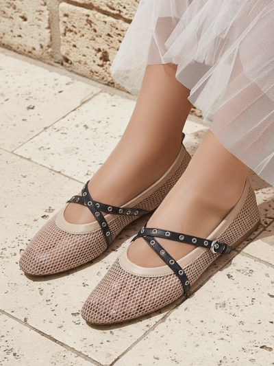 Baleriny Artemisia Marrone – ажурные туфли Royalfashion с ремешками