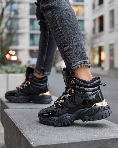 Juodi moteriški sportiniai žieminiai batai a'la trappers Mertika - Avalynė