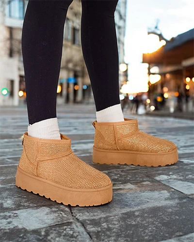 Женские снежные сапоги Royalfashion цвета бежевого цвета в стиле UGGs Corob