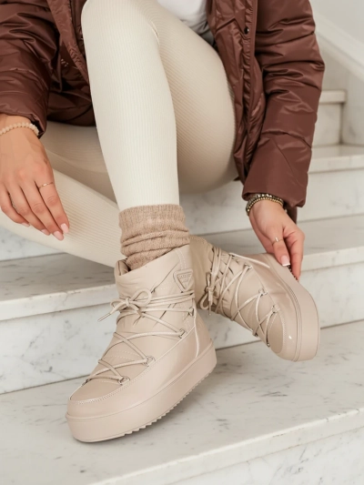 Royalfashion Женские сапоги-слипы a'la snow boots светло-коричневого цвета Vevnose