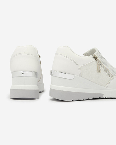 Белые женские спортивные туфли на каблуке-платформе, украшенные цирконами Martela - Обувь