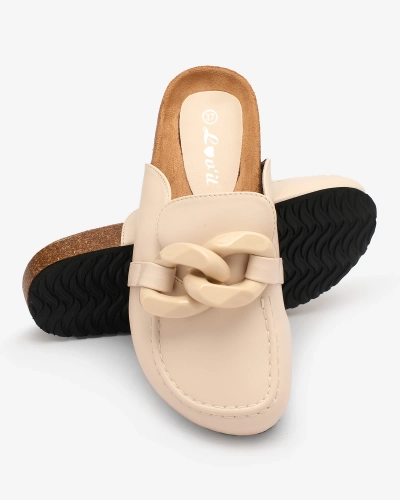 Royalfashion Женские бежевые шлепанцы а'ля мокасины Doleqi