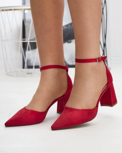 Raudonos spalvos moteriški bateliai suvarstomi į apačią Derra - Avalynė