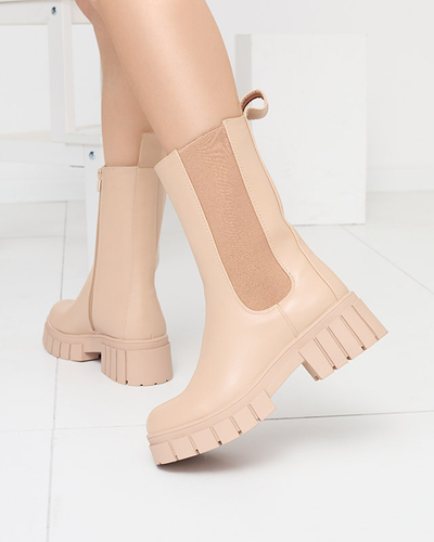 Moteriški smėlio spalvos aukšti izoliuoti batai Otika - Avalynė