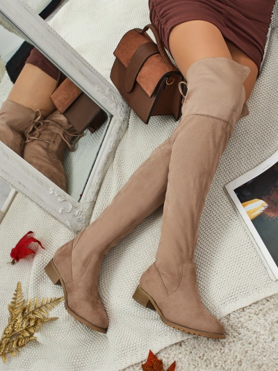 Moteriški ilgaauliai virš kelių eko zomšiniai Denvoria