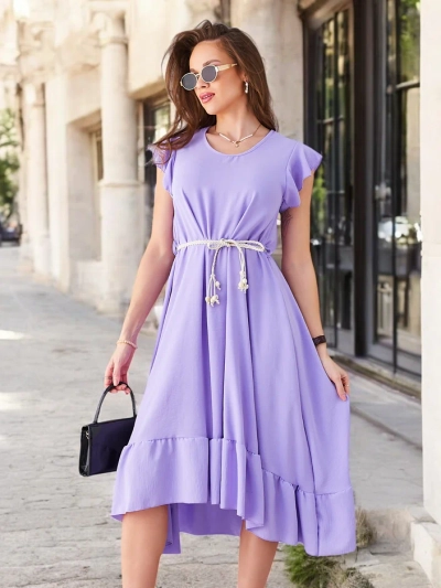 Женское миди-платье Royalfashion с рюшами и короткими рукавами