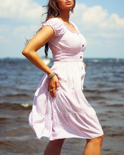 Royalfashion Короткое женское платье с принтом розового цвета