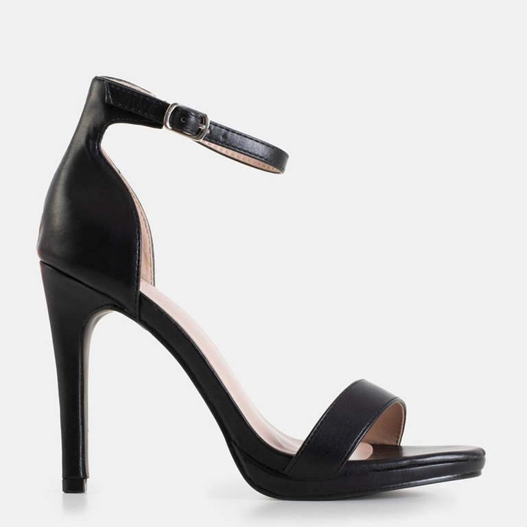 Juodi moteriški sandalai ant kulno Fibi - Avalynė