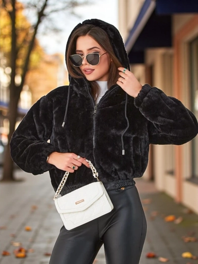 Karališkosios mados Moteriška striukė iš dirbtinės kailio medžiagos